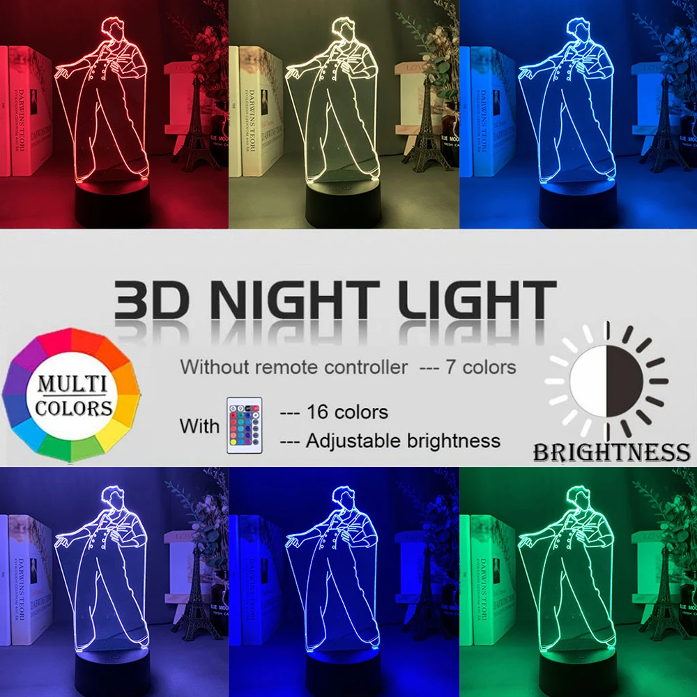 

Светодиодный ночник 3D, сенсорный светодиодный светильник с изменением цвета, с питанием от USB, настольная лампа для фанатов знаменитостей, у...