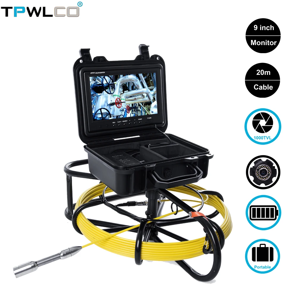 7 дюймов бороскоп промышленность эндоскоп Камера 20 м кабель 12 шт. светодиодный