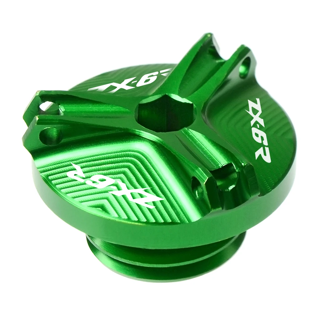 

FOR Kawasaki ZX-6R 2000 2001 2002 2003 2004 2005 2006 Motorcycle CNC Alumimun M20*2.5 Engine Oil Filter Cup Plug Cover ZX6R logo