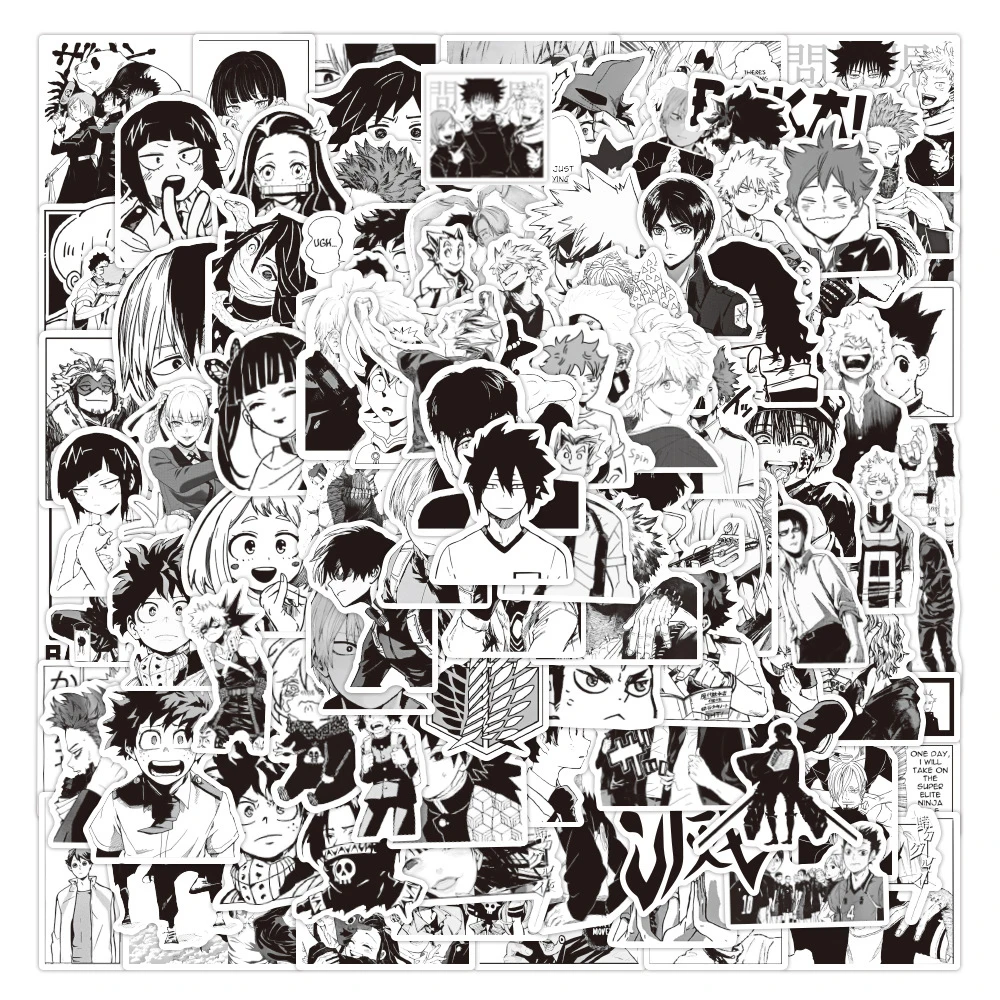 

10/30/50 шт. аниме-наклейки s, черно-белые Японские Аниме-наклейки DIY, скейтборд, многоразовая наклейка на багаж, автомобиль, детские игрушки