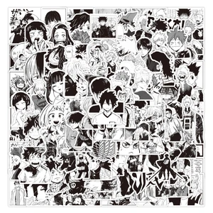 103050pcs anime character stickers black and white japan anime summary diy skateboard repeatable luggage car sticker kids toys free global shipping