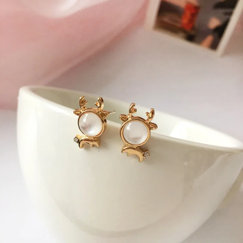

Rhinestone Shiny Temperament Resin Clip on Earrings No Pierced Opal Fawn Funny Kids Earrings