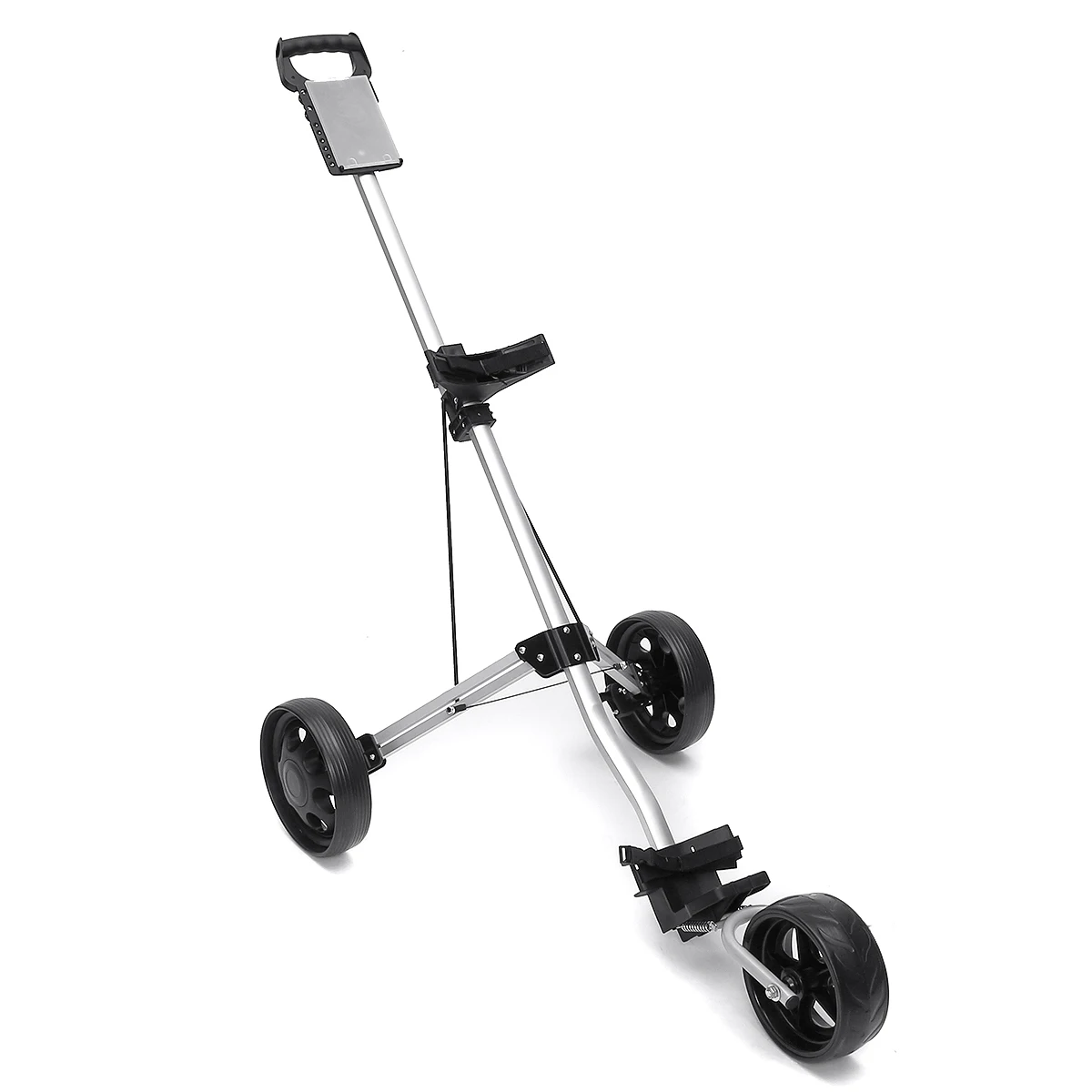 

3 Wheels Golf Pull Cart Iron Black Adjustable Golf Trolley Cart Push Pull Golf Cart Aluminium Alloy Foldable Manual Golf Trolley