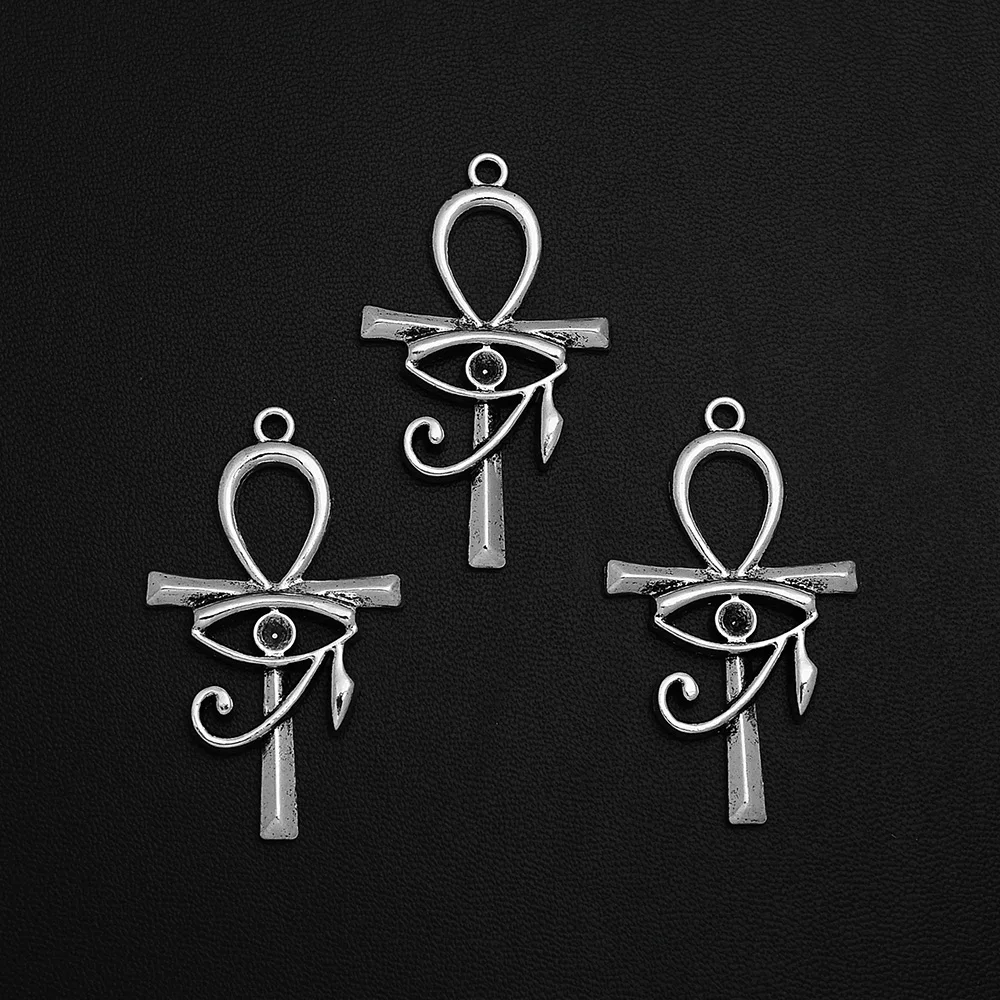 5pcs/Lots 26x44mm Antique Silver Plated The Eye Of Horus Charms Egyptian Cross Africa Pendants For Diy Fashion Jewellery Finding - купить по