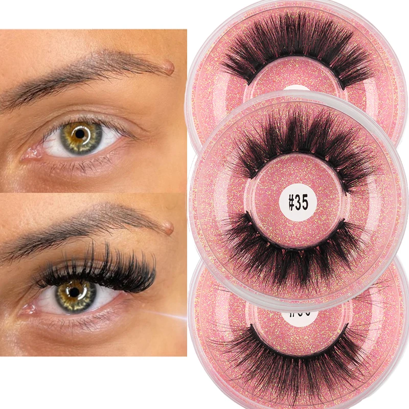

1 Pairs Fake Eyelashes Handmade Soft Natural Long Imitation Mink False Eyelashes 3D Women Eyelashes Extension Make Up Tools