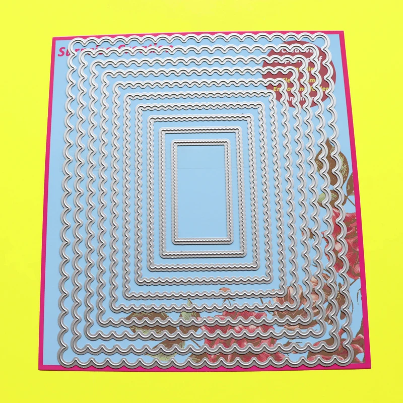 Большие Вырубные штампы зубчатый прямоугольный трафарет для скрапбукинга