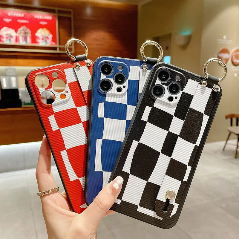 

for Samsung Galaxy A33 53 73 32 52 72 12 21S 50 30S 70 51 71 31 10 A7 2018 M51 52 Case Geometric Wrist Strap Stand Holder Cover