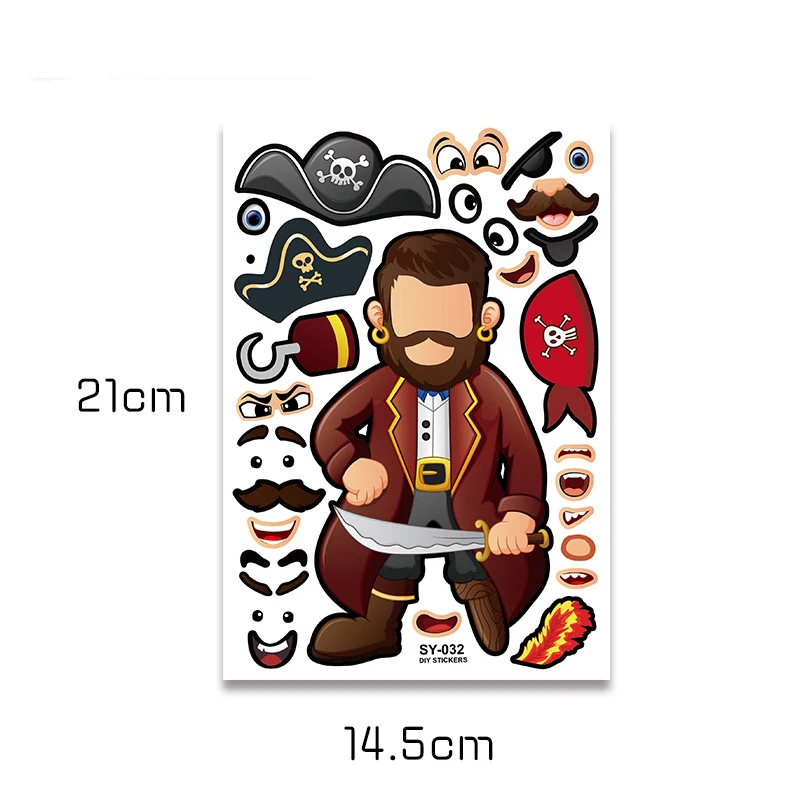 4 шт. пиратский Kingdom детская игра Сделай Сам наклейки сделай лицо головоломки