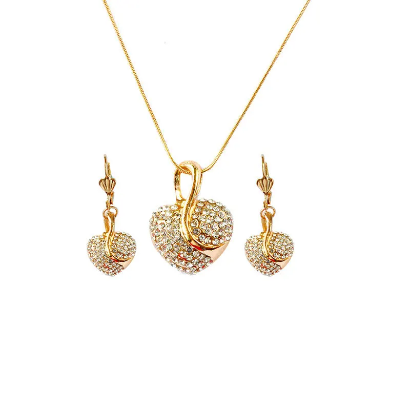 

Heart Clear Austrian Crystal Pendant Necklace Earrings Jewelry Set For Women