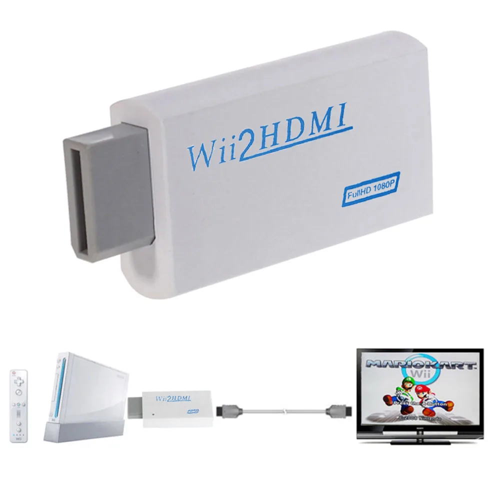 Для Wii To HDMI 1080P Upscaling конвертер 2HDMI адаптеры конвертеры Full HD Масштабирование