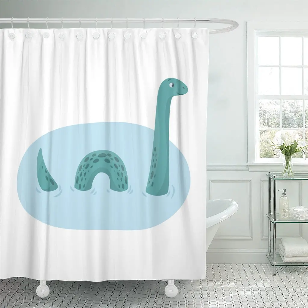 

Green Loch Ness Monster in Cartoon Scotland Country Symbol Shower Curtain Waterproof Polyester Fabric 72 x 72 Inches with Hooks