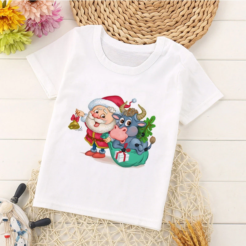 

Boys Kids Clothes New Arrival 2021 Summer Gift Fun Comfortable Lovely Toddler Girls Short Sleeve Cartoon Christmas Party T-Shirt