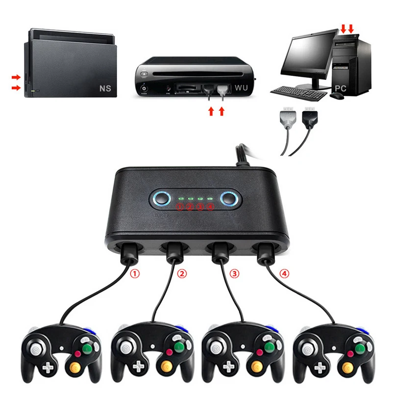 Для переключателя NS NX игровые аксессуары 4 порта ForGameCube GC Switch контроллеры usb