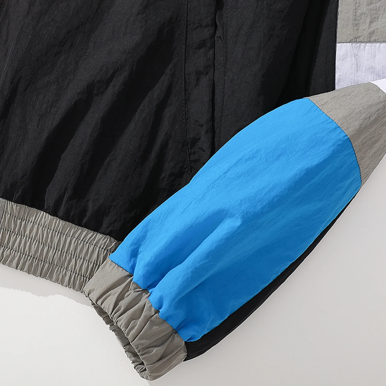 

Hip Hop Dragon Embroidery Color Block Patchwork Streetwear Loose Casual Track Jacket Autumn Windbreaker Coat