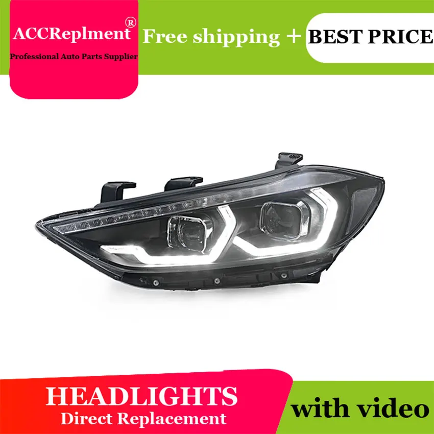 

Car Styling For Hyundai Elantra led headlights 2017-2018 Led head lamp ALL LED fog lights Daytime Running Lights