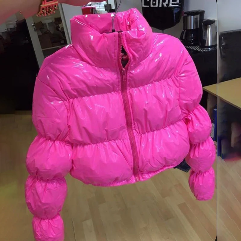 

SYJ Winter Padded Clothes Women Short Coat Candy Colors Puff Sleeve Warm Casual Padded Jacket Outwear 2021
