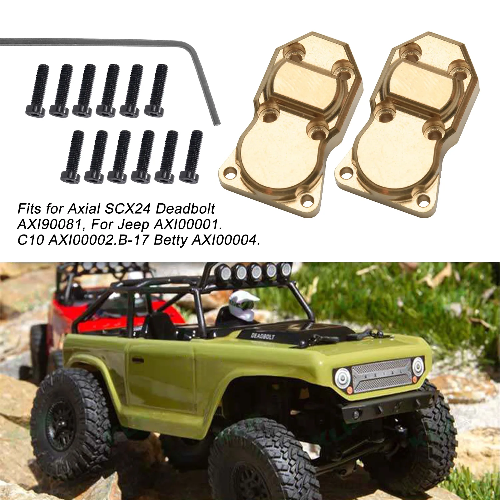 

2pcs DIY Replacement Brass Durable 1/24 RC Crawler Tool Portable Counterweight Front Rear Diff Cover For AXIAL SCX24 AXI90081