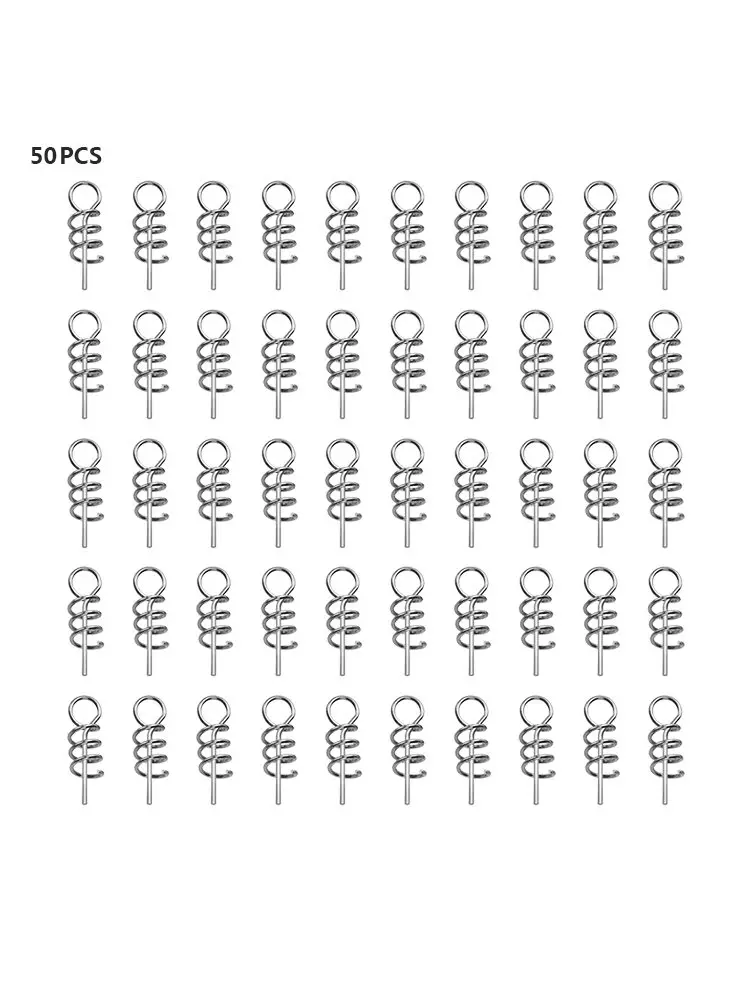 

50pcs Fishing Hook Centering Pins Spiral Fishing bait Steel Spring Crank Lock for Soft Lure Fishing Accessories Two Size