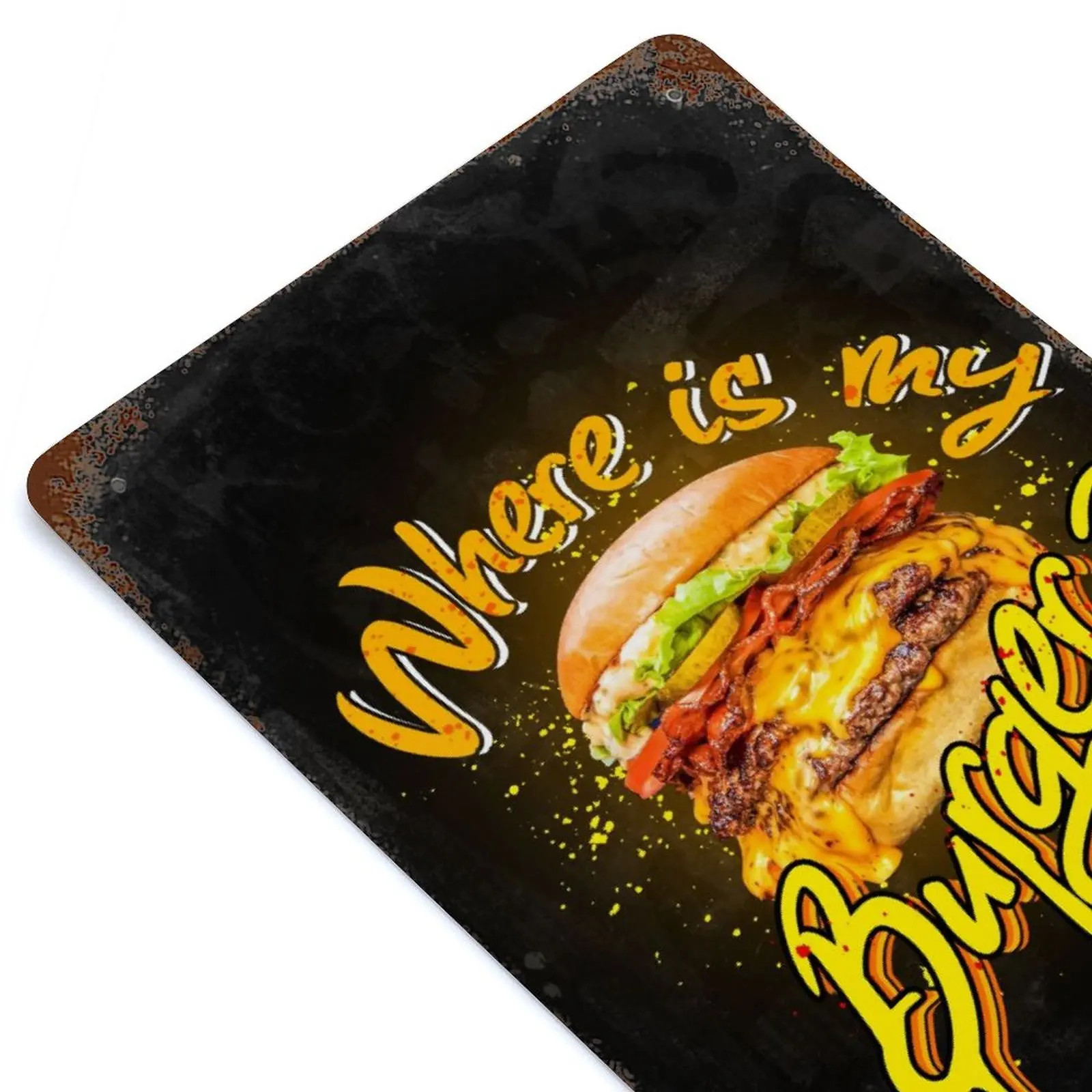 

Where Is My Burge Fast Foodr Printed Vintage Metal Poster Home Pub Bar Garage Wall Decoration Tin Sign Plaque Decor