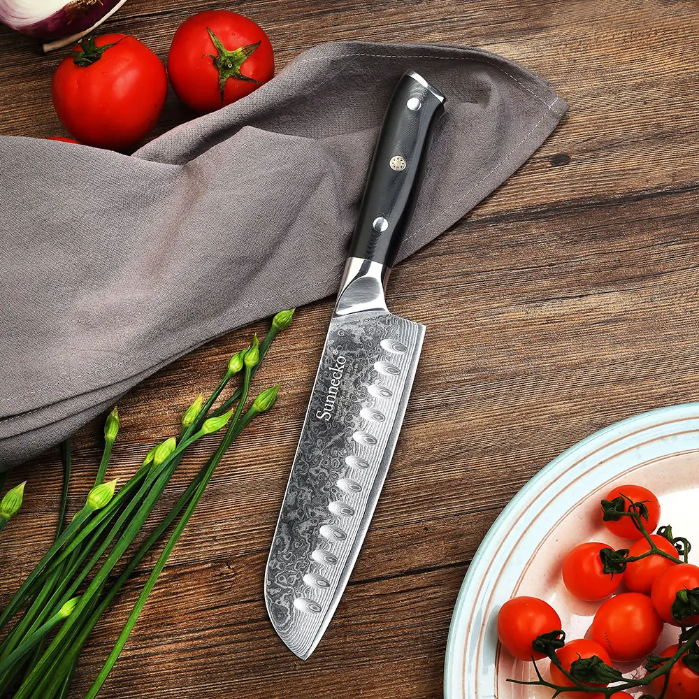 Кухонный нож Santoku Премиум SUNNECKO 7 &quot японский VG10 острое стальное лезвие ножи G10 с
