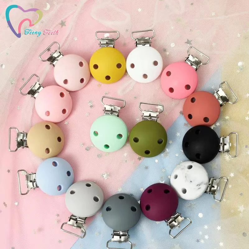 50 Uds 35 MM de la Ronda beb&eacute; chupete Clips soportes con pinzas para chupetes para beb&eacute; accesorios bricolaje chupete de Enfermer&iacute;a de juguete Clips de cola-2