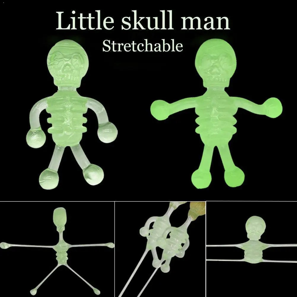 

Резиновый светящийся маленький череп, растягивающийся, игрушка, милый детский светящийся мягкий подарок, Хэллоуин упругая игрушка, череп ...
