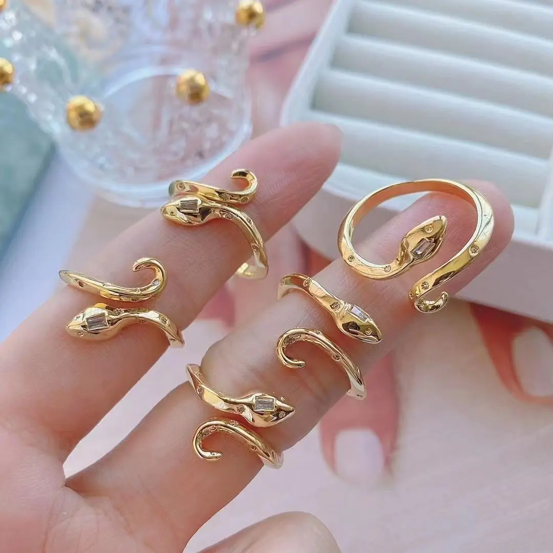 

10 шт. модные персонализированные кольца в форме животного, модные циркониевые позолоченные кольца с микрозакрепкой кристаллов
