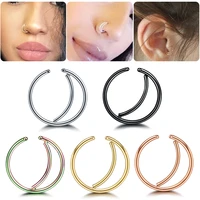 8mm punk moon shaped fake nose ring hoop septum rings stainless steel earring tragus faux nose piercing fake piercing jewelry