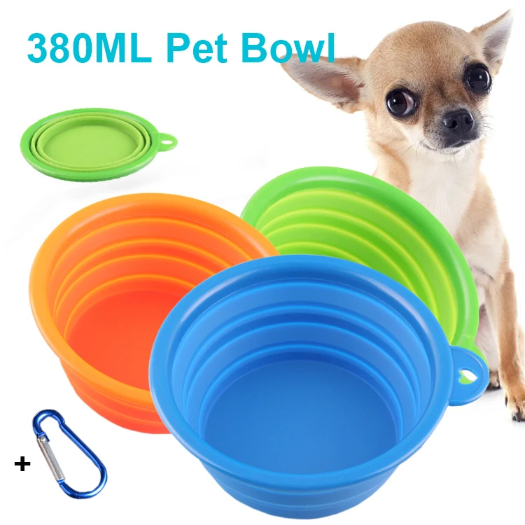 

TPR Dog Pet Folding Bowl Non-toxic Outdoor Travel Portable Multicolor Puppy Food Container Feeder Dish Bowls 380ml Pet Supplies