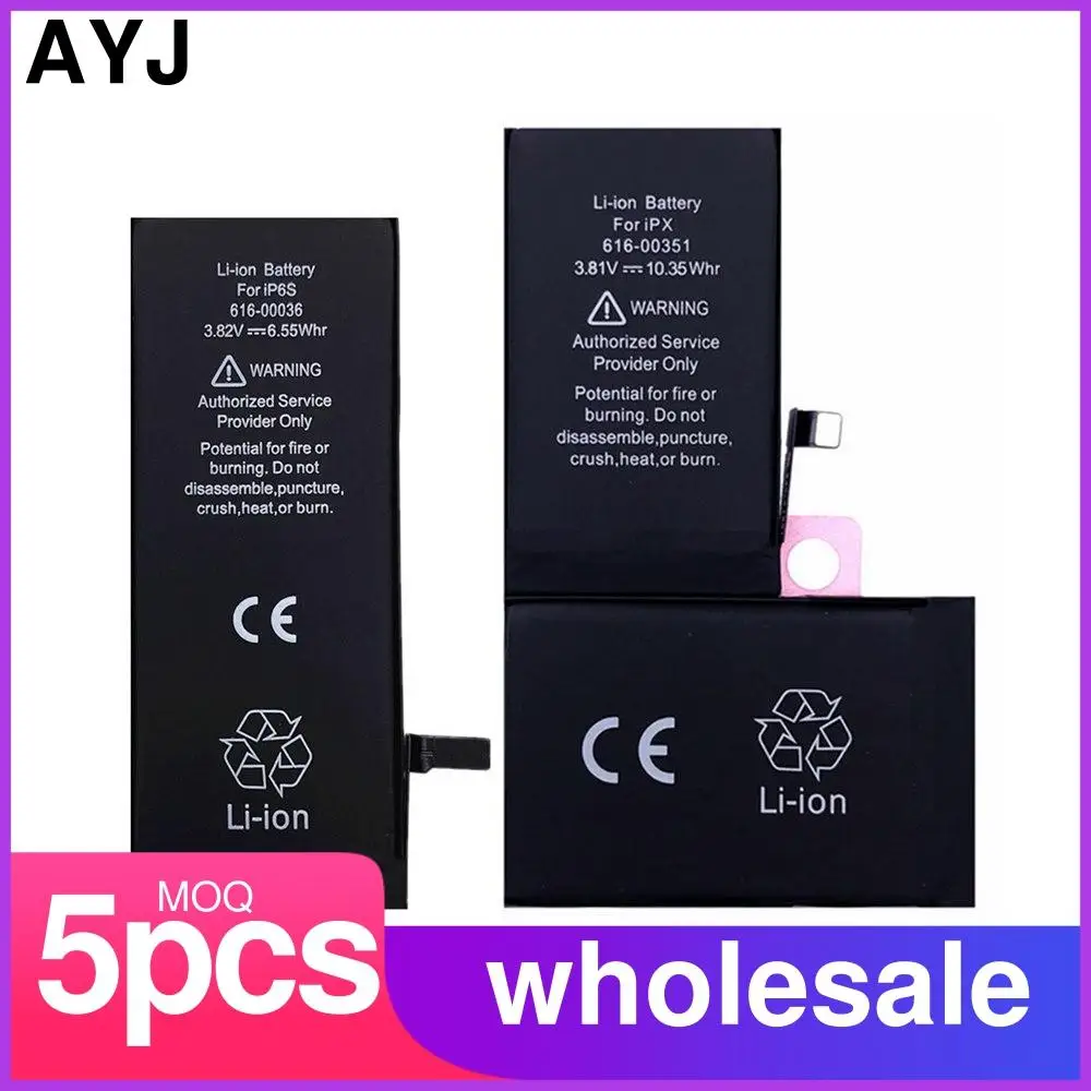 

5 шт. AYJ 2021 Новый AAAAA качественный аккумулятор для iPhone 6S 6 5 5S X SE 2020 7 8 Plus XR Xs Max Высокая реальная емкость нулевой цикл свежий