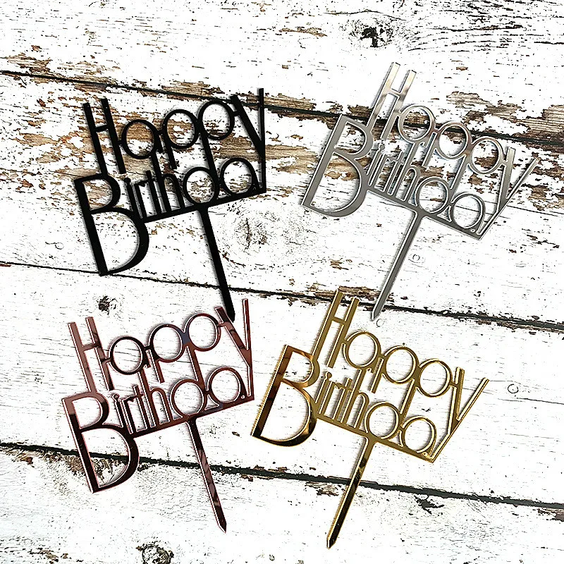 1 шт. акриловый розовый золотой серебряный черный с надписью на день рождения