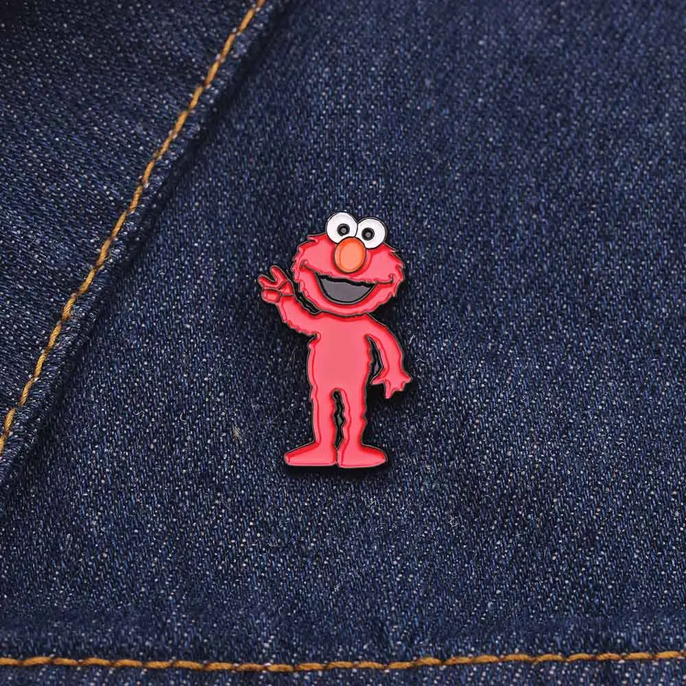 Улица Сезам брошь Elmo на булавке большая птица брошь печенье монстр нагрудные булавки для детской одежды DIY наклейки детская футболка симпатичный значок - Metal color: 1