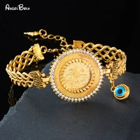 islamic muslim fashion charm ladies bracelet luxury jewelry lucky demon eye accessories ladies coin bracelet holiday gift