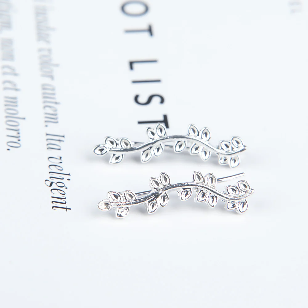 Женские модные серьги с манжетами серьги-гвоздики ушками в виде листьев