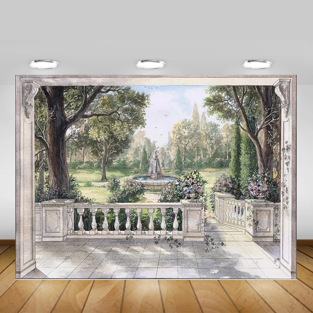 Фотофон с масляной краской для фотостудии весенний натуральный пейзаж сада