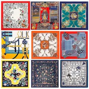 Высокое качество Шелковая Косынка повязка на голову женская Элитный бренд шарф с цветочным принтом шаль Пашмина саржевого печати большие шелковые шарфы 130*130 см