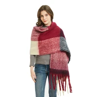 autumn winter woman scarf new style circle sand coarse fringed large grid horizontal striped plaid scarf shawl