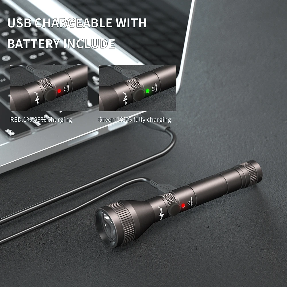 PEETPEN L9 USB Перезаряжаемый светодиодный фонарик карманный 4 режима 800 люмен 10440