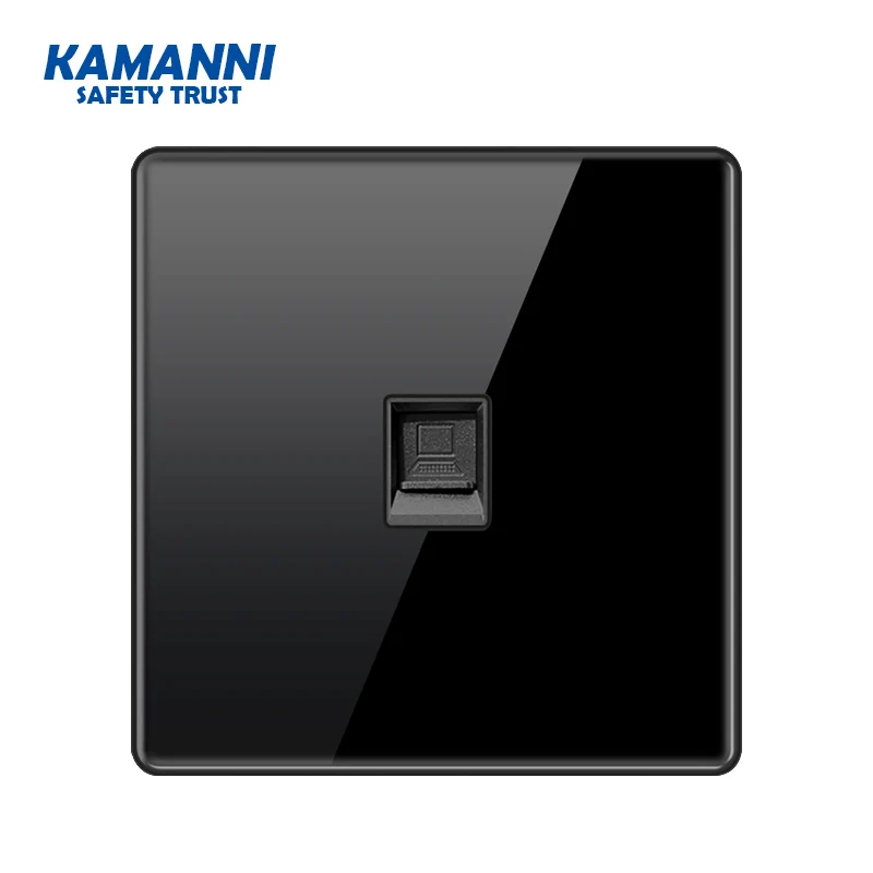 

KAMANNI LED light black switch 1gang 1 way button wall switch luxury crystal glass panel switch interrupter 16A standard