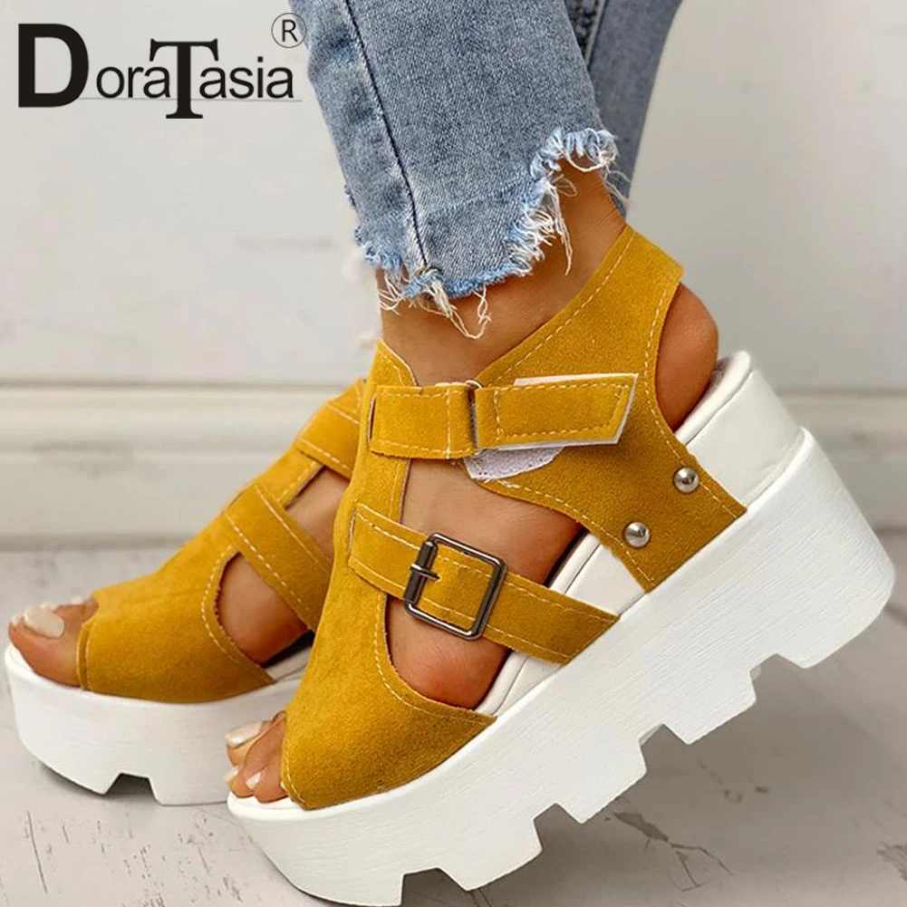 

DORATASIA 2021 New women's Fashion Platform Summer Sandals Wedge High Heels Casual Shoes Woman Leisure Gladiator Sandals Female