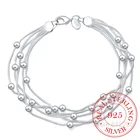Женский браслет из серебра 925 пробы, ювелирные изделия из стерлингового серебра 925 пробы, браслеты с пятилинейными бусинами и шариками, браслет для женщин