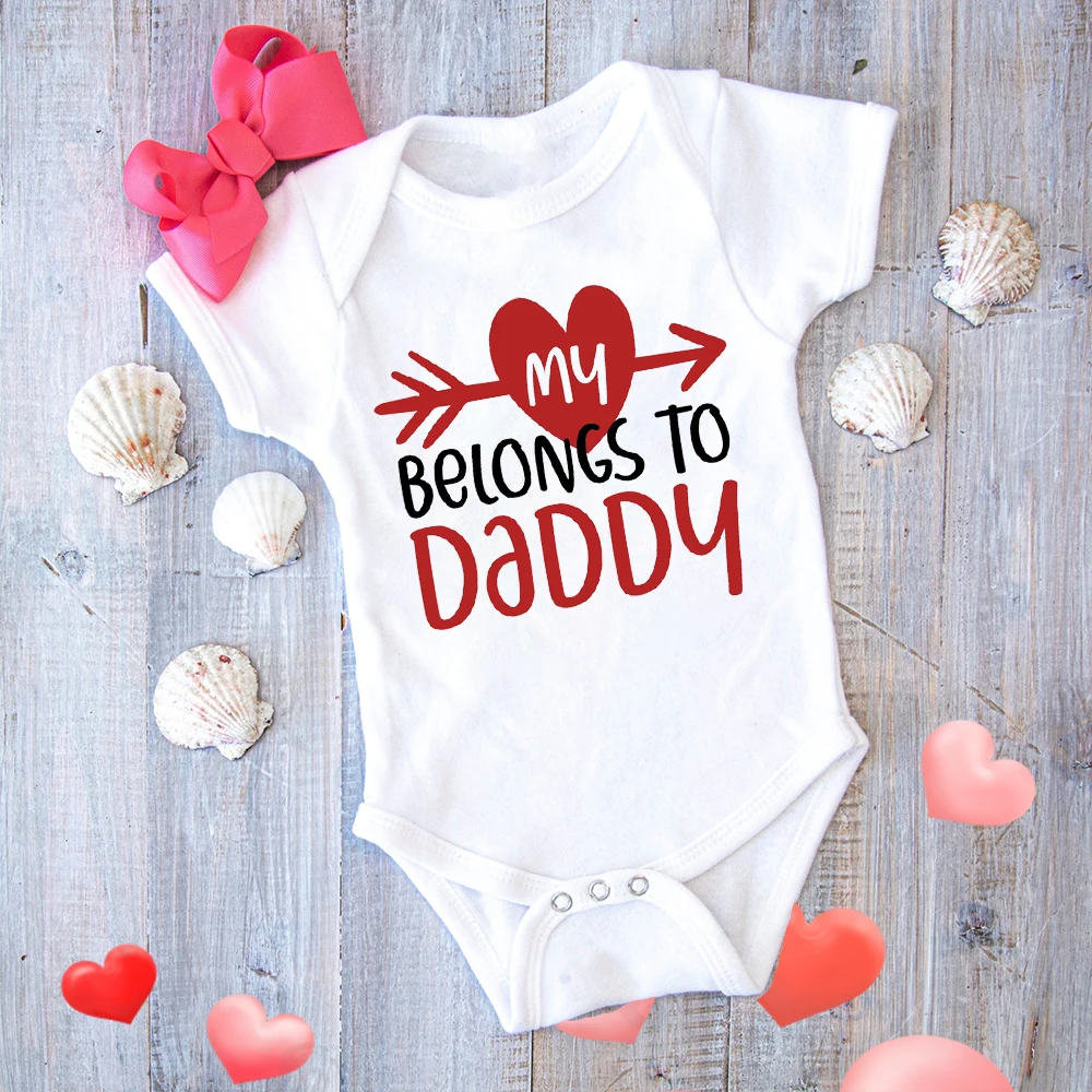 

My Heart Belong To Daddy Toddler Baby Short Sleeve Jumpsuit Gender Neutral Baby Stuff Newborn Baby Girl Boy Valentine's Day Gift