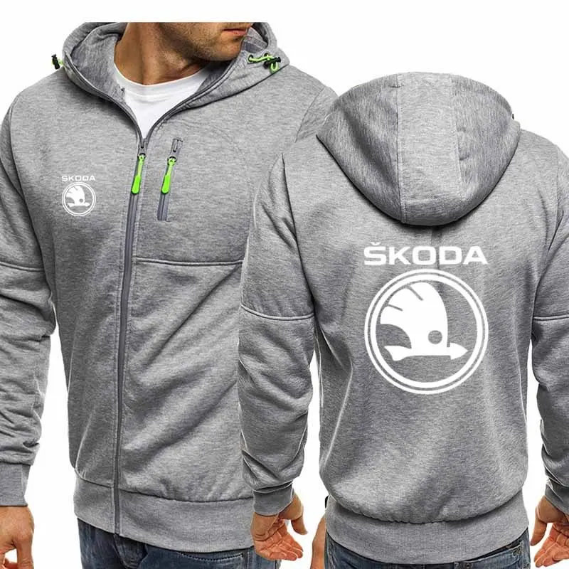 

NEW Spring Autumn Man Skoda Logo Jacket Casual Hip Hop Harajuku Long Sleeve Hooded Sweatshirts Zipper Hoodies Hoody