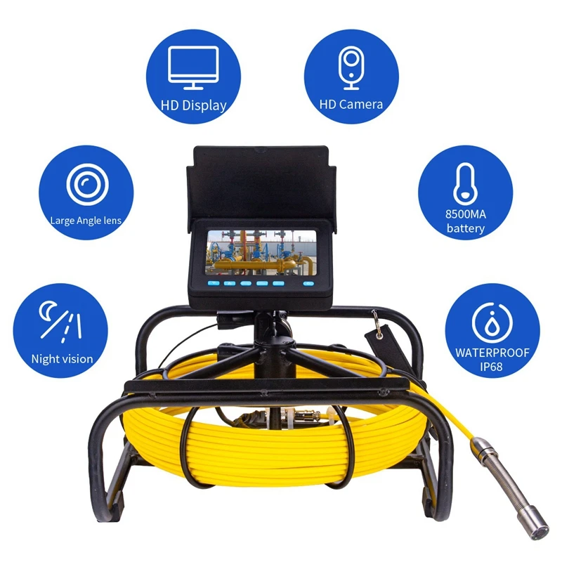 

4.3Inch 17mm Handheld Industrial Pipe Sewer Camera 10M Drain Industrial Endoscope IP68 8500MHA Pipe Inspection