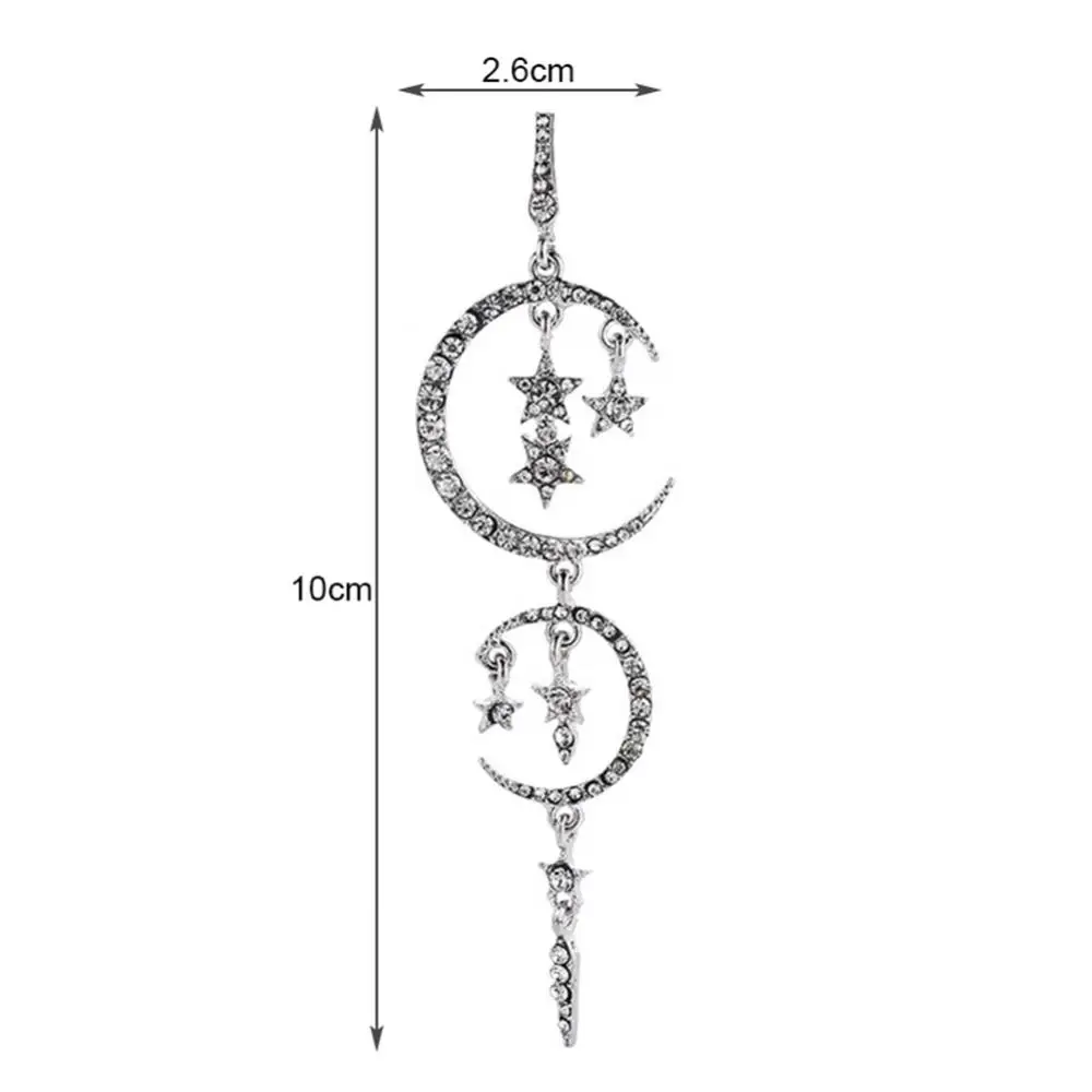 

Women Fashion Rhinestones Moon Star Dangle Drop Ear Stud Earrings Jewelry Gift