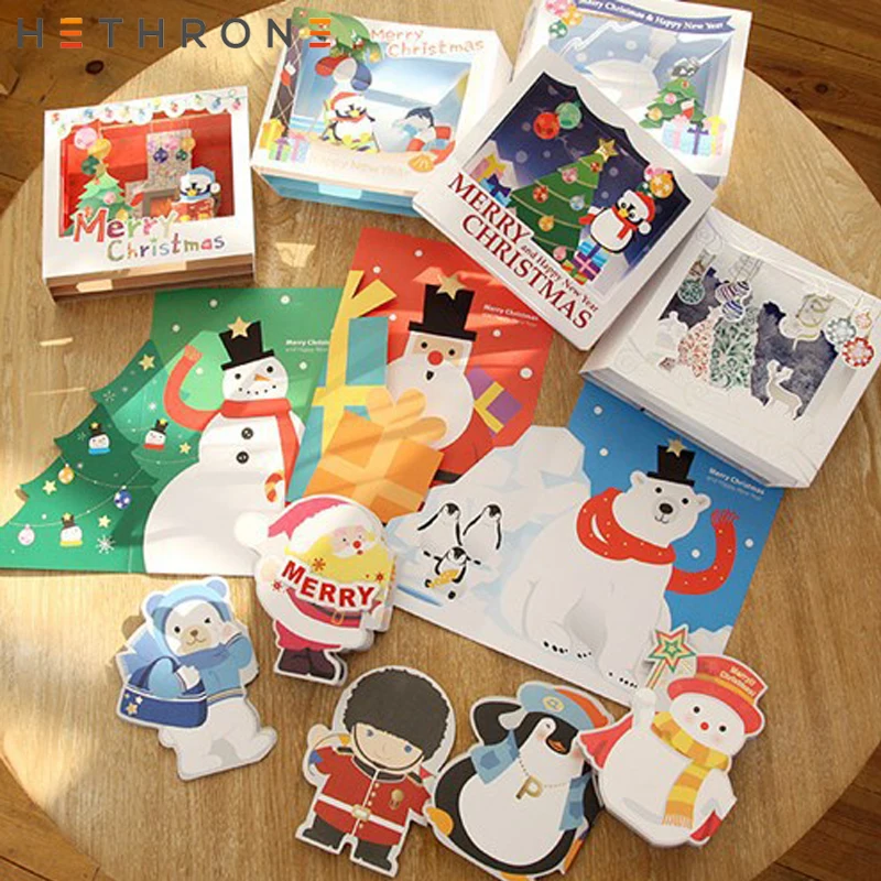 Hethrone 1 шт милый Санта ремесло бумага поздравительная открытка Счастливый
