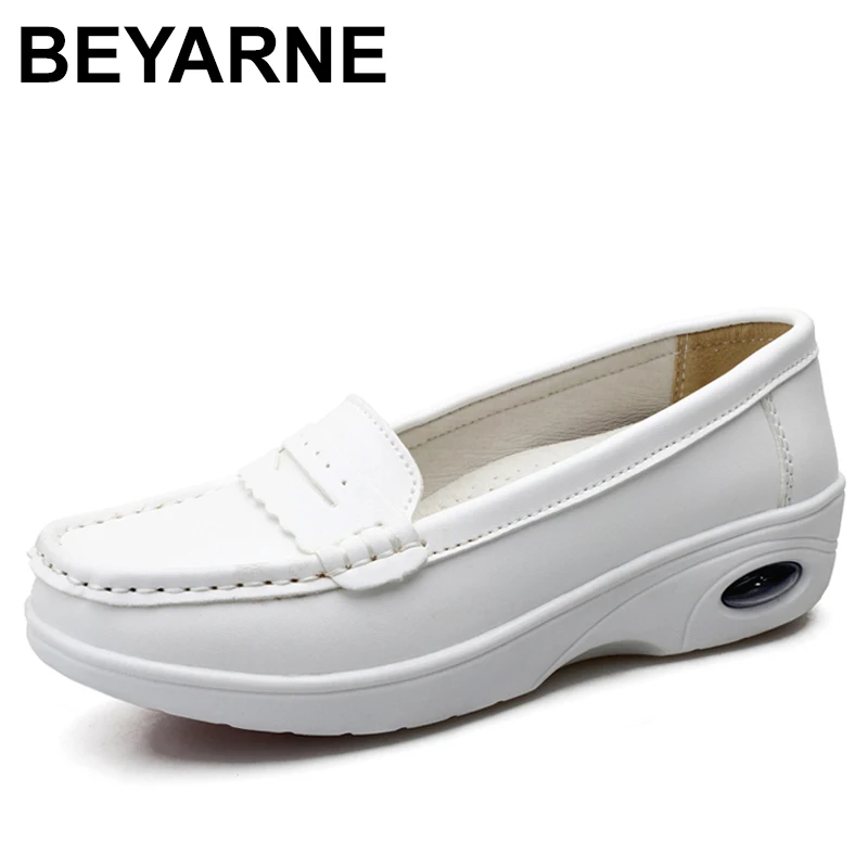 BEYARNE2019 весенние женские лоферы на плоской подошве Женская однотонная Белая обувь