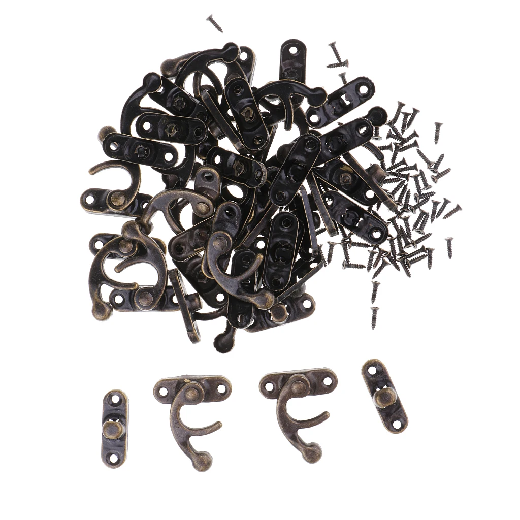 

20 комплектов антикварных декоративных шкатулок для драгоценностей, деревянная коробка, защелка с крючком, застежка-защелка с винтами