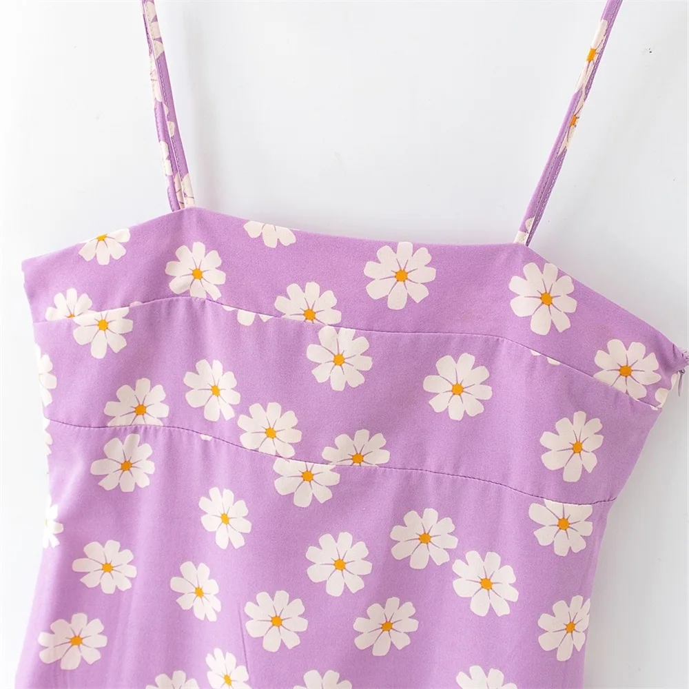 Женское мини платье с высокой талией и цветочным принтом летнее в пасторальном