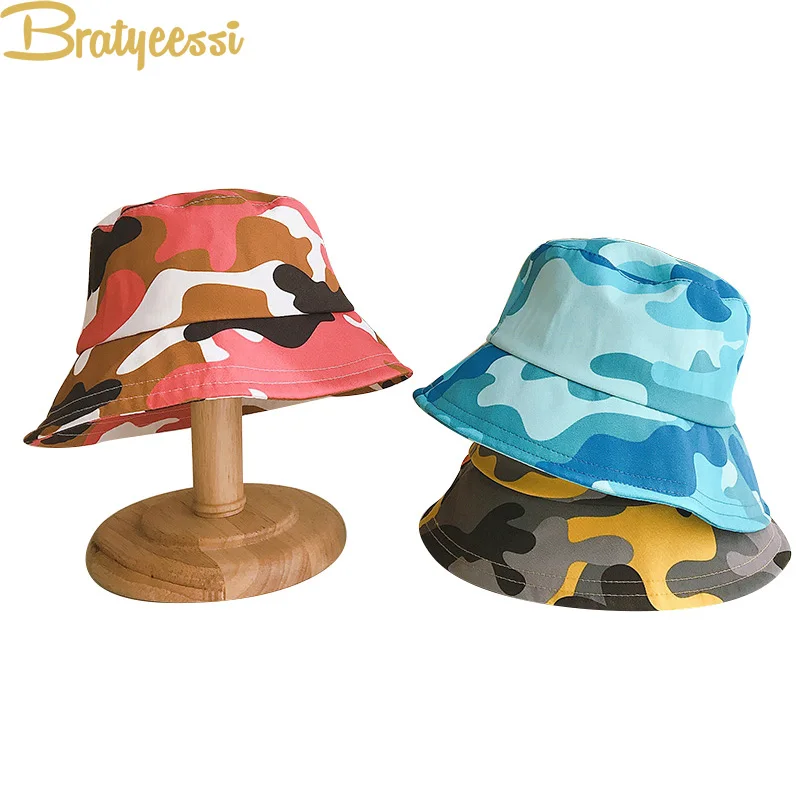 

2021 Fashion Baby Hat Camo Print Adjustable Kids Cap Spring Summer Baby Bucket Hat For Girls Boys Kids Accessories 1 PC